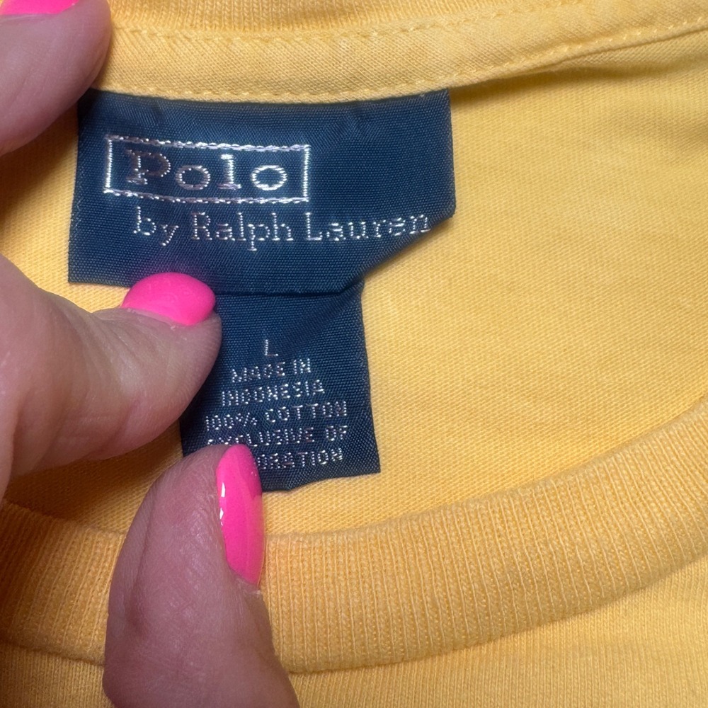 Polo Ralph Lauren Short Sleeve T-Shirt Pony Logo Mens Yellow Cotton Size Large - Picture 2 of 8